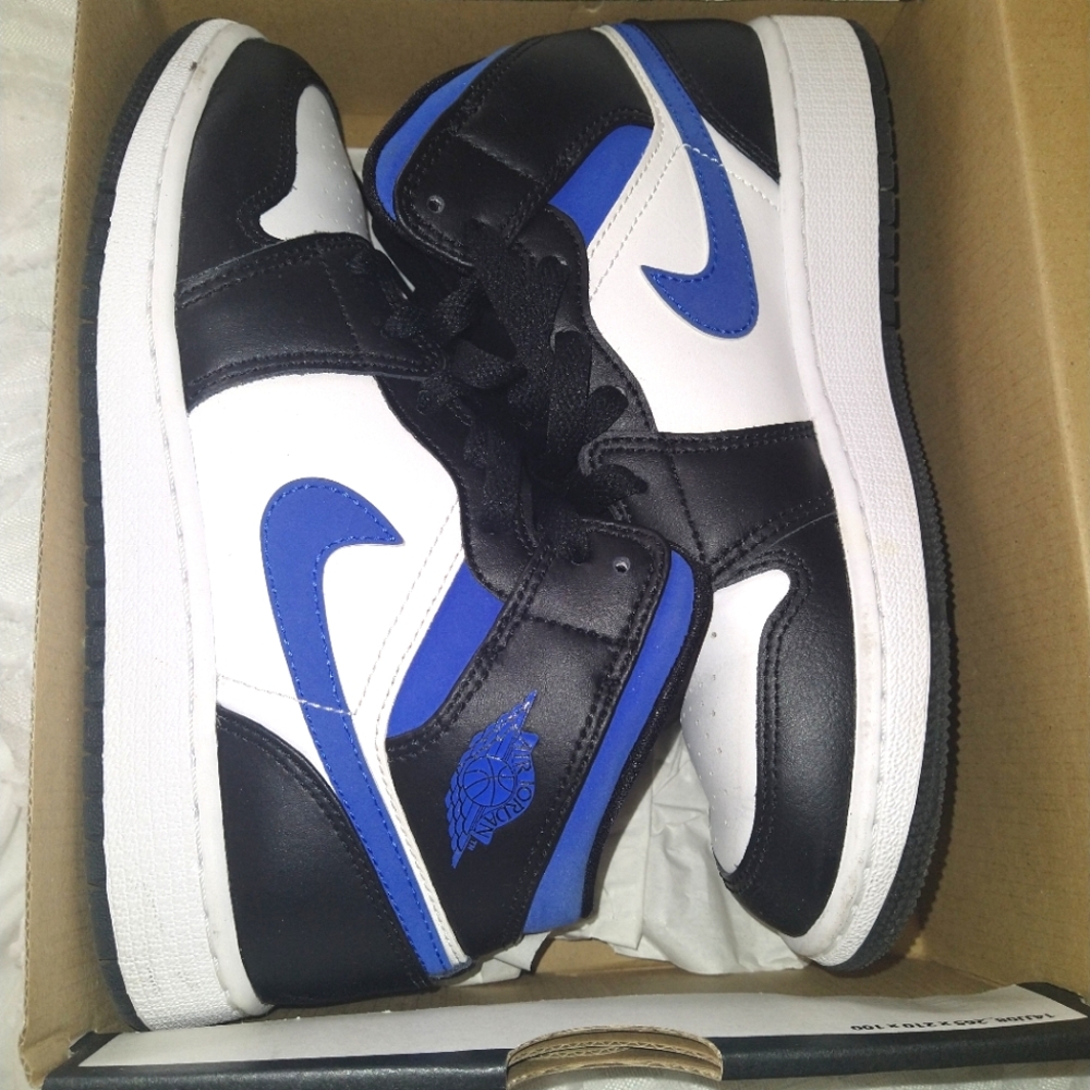 Black blue white Jordans